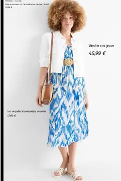 Offre: Robe en viscose à col V et dotée d'une ceintu