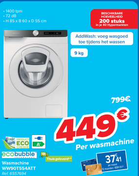Aanbieding: Samsung Wasmachine WW90T554ATT