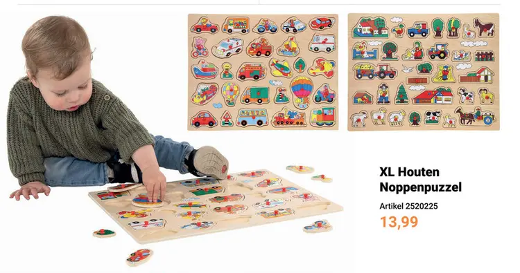 Aanbieding: Houten Nopjespuzzel XL - Voertuigen