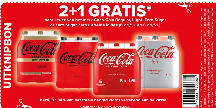 Promotie: Coca-Cola Regular, Light, Zero Sugar of Zero 