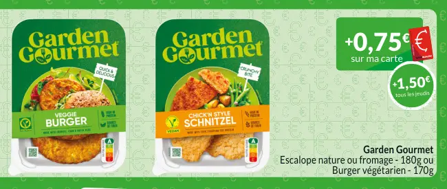 Offre: Escalope nature ou fromage et Burger végétarien