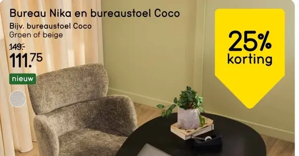 Aanbieding: Bureau Nika en bureaustoel Coco