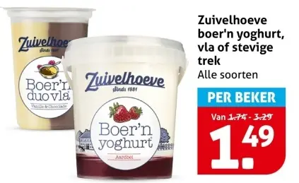 Aanbieding: boer'n yoghurt, vla of stevige trek
