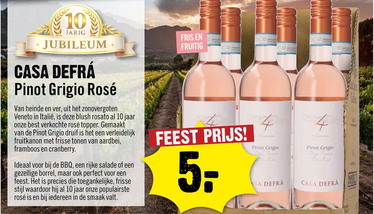 Aanbieding: Casa Defra Pinot Grigio Rose 75 cl