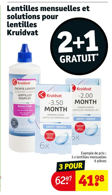 Offre: Lentilles mensuelles et solutions pour lentilles