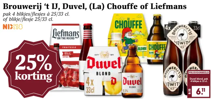 Aanbieding: Brouwerij 't IJ, Duvel, (La) Chouffe of Liefmans