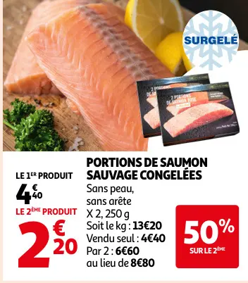 Promotie: Portions de saumon sauvage congelées