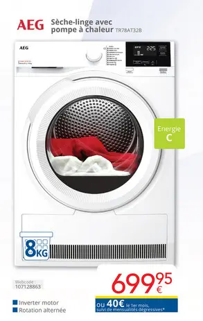 Offre: Sèche-linge avec pompe à chaleur TR78AT32B