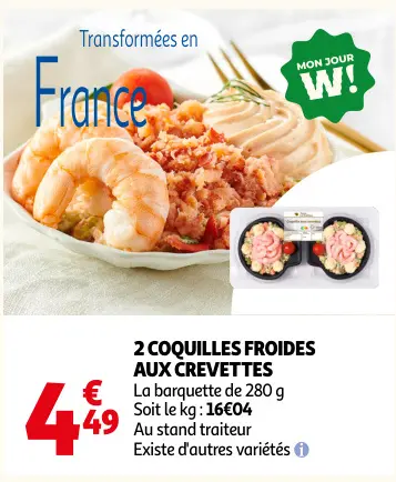 Offre: 2 coquilles froides aux crevettes