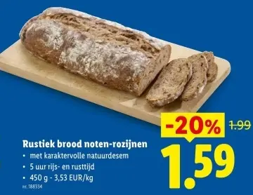 Promotie: Rustiek brood noten-rozijnen