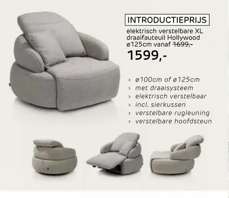 Promotie: Hollywood, Homecinema draaifauteuil xl, met relaxsysteem en verstelbare rug