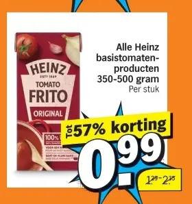 Aanbieding: Alle Heinz basistomatenproducten 350-500 gram