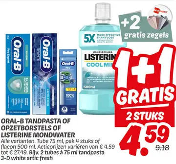 Aanbieding: ORAL-B TANDPASTA OF OPZETBORSTELS OF LISTERINE MONDWATER