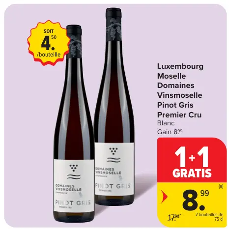 Offre: Luxembourg Moselle Domaines Vinsmoselle Pinot Gris Premier Cru Blanc