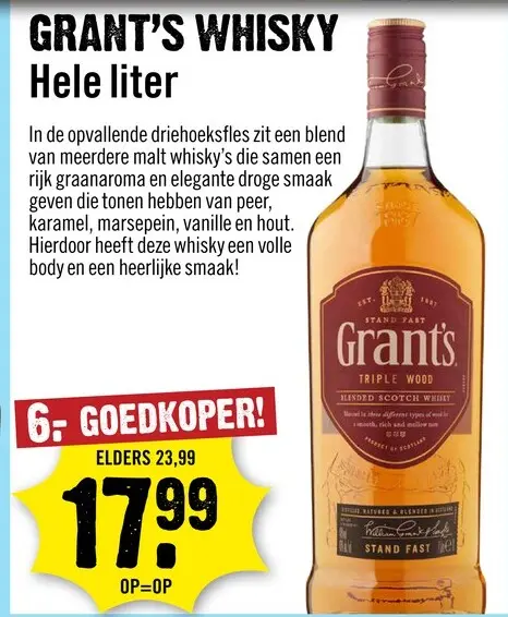 Aanbieding: Grant's Triple Wood blended Whisky 100 cl