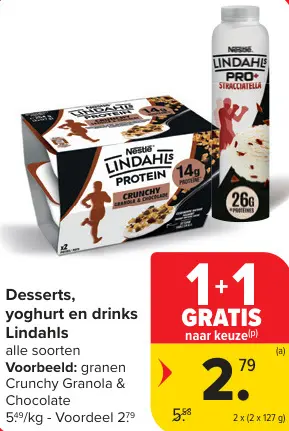 Promotie: Desserts, yoghurt en drinks Lindahls