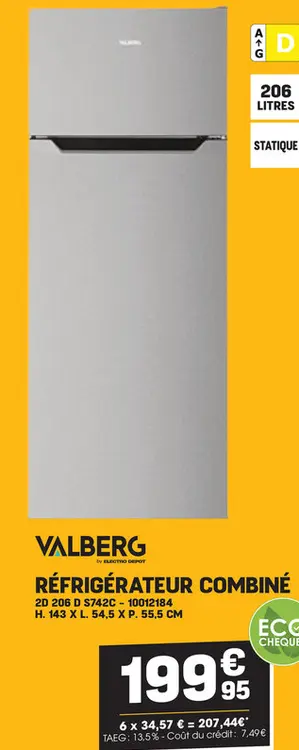 Offre: Réfrigérateur combiné
