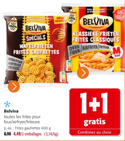 Offre: Belviva toutes les frites pour four/airfryer/