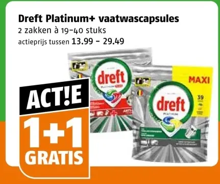 Aanbieding: Dreft Platinum+ vaatwascapsules