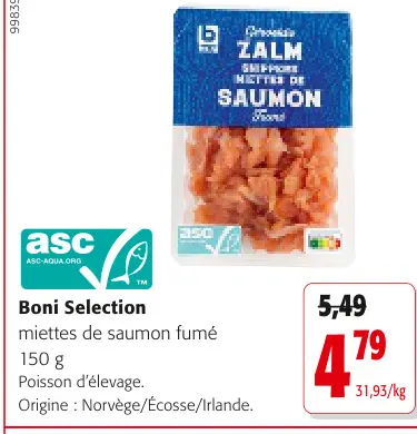 Offre: miettes de saumon fumé