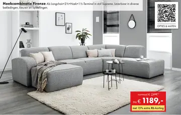 Aanbieding: Firenze hoekbank groot grijs
