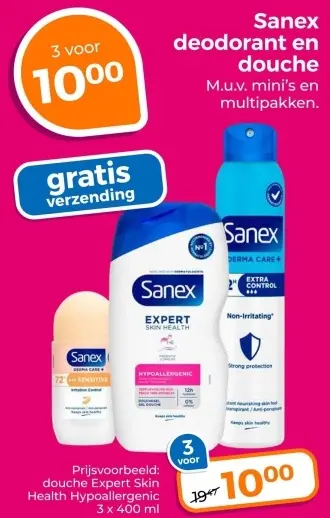 Aanbieding: Sanex deodorant en douche