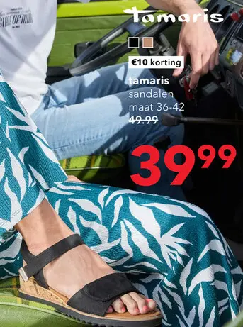 Aanbieding: Tamaris dames sandalen met sleehak zwart