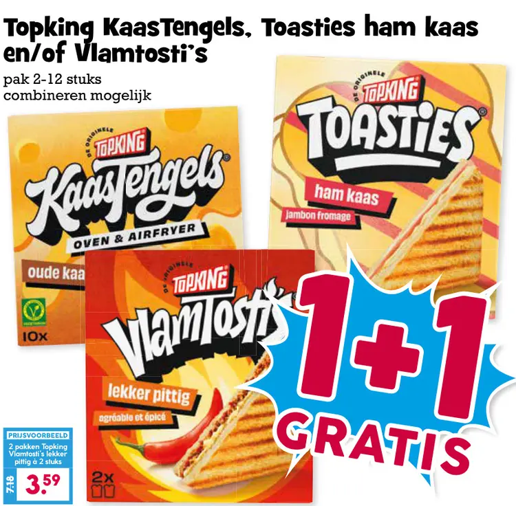 Aanbieding: KaasTengels, Toasties ham kaas en/of Vlamtosti's