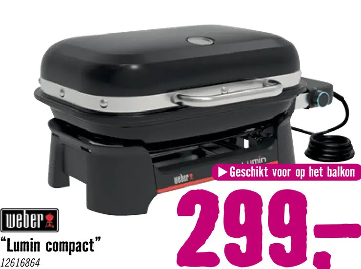 Aanbieding: WEBER Elektrische barbecue Lumin Compact