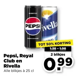 Aanbieding: Pepsi, Royal Club en Rivella