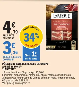 Offre: Pétales de pata negra cebo de campo affiné 18