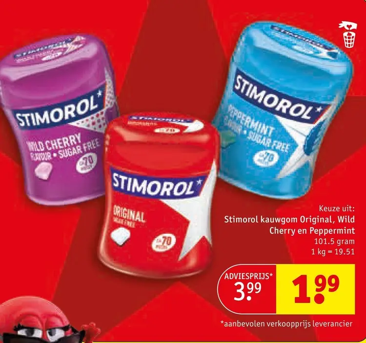 Promotie: Stimorol kauwgom Original, Wild Cherry en Pepermint