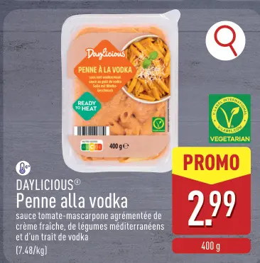 Offre: Penne alla vodka