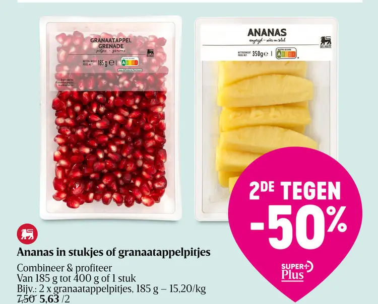 Aanbieding: Ananas in stukjes of granaatappelpitjes