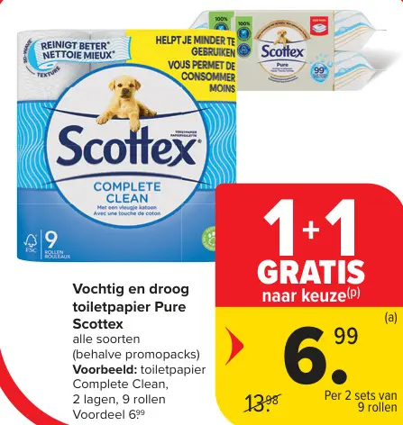 Promotie: Vochtig en droog toiletpapier Pure