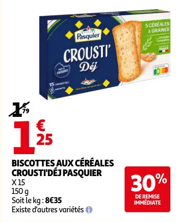 Offre: Biscottes aux céréales crousti'déj