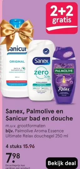 Aanbieding: Sanex, Palmolive en Sanicur bad en douche