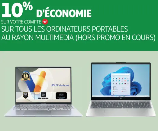 Offre: Tous les ordinateurs portables au rayon multimedia