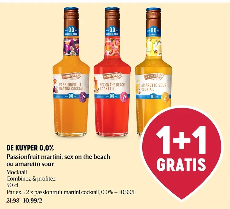 Offre: De Kuyper 0,0% Passionfruit martini, sex on the beach ou amaretto sour
