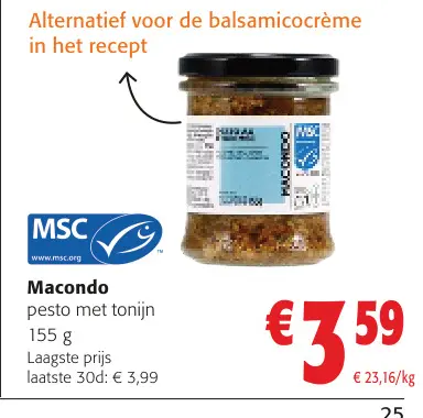 Promotie: pesto met tonijn