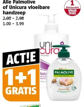 Aanbieding: Alle Palmolive of Unicura vloeibare handzeep