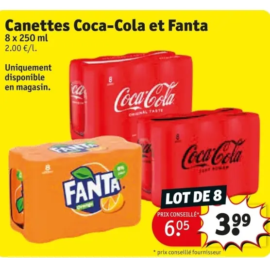 Offre: Canettes Coca-Cola et Fanta