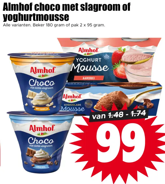 Aanbieding: Choco met slagroom of yoghurtmousse