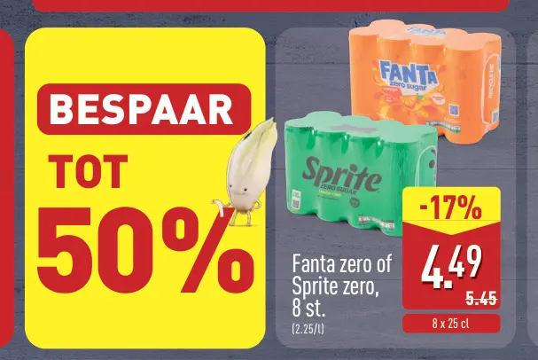 Aanbieding: Fanta zero of Sprite zero