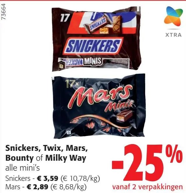 Aanbieding: Snickers, Twix, Mars, Bounty of Milky Way