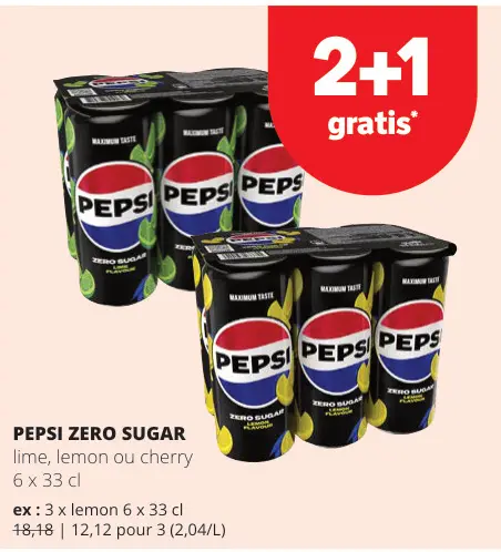 Offre: Pepsi zero sugar