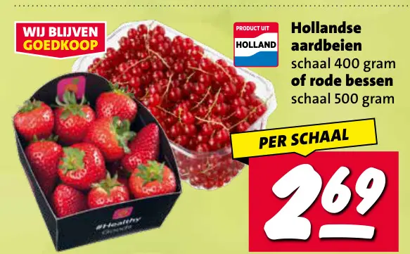Aanbieding: Hollandse aardbeien of rode bessen