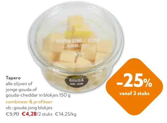 Promotie: Alle olijven of jonge gouda of gouda-cheddar 