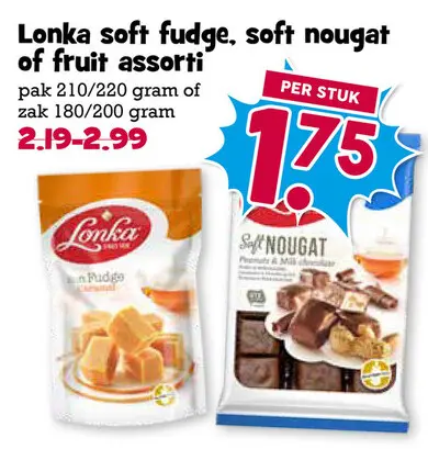 Aanbieding: soft fudge, soft nougat of fruit assorti