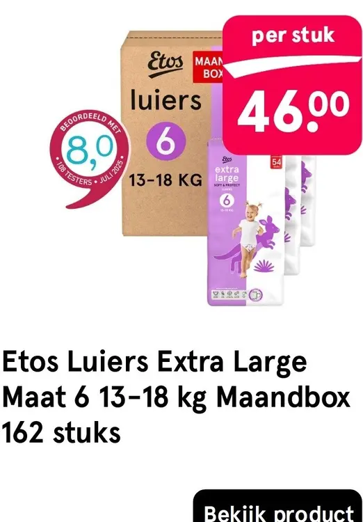 Aanbieding: Luiers Extra Large Maat 6 13-18 kg Maandbox